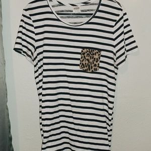 Stripped leopard print shirt